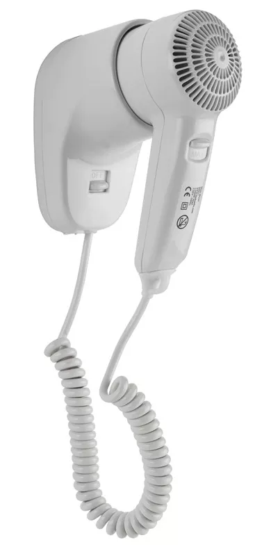 White 2-speed wall-mounted hair dryer